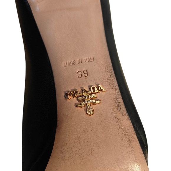 PRADA Almond Toe Pumps in Saffiano Leather Black Size 39 - Picture 7 of 13